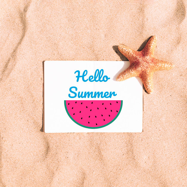 Free Beautiful Summer Mockup With Watermelon Psd