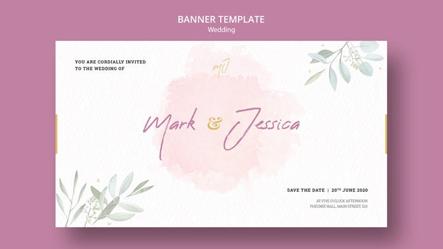 Free Beautiful Wedding Banner Template Mock-Up Psd