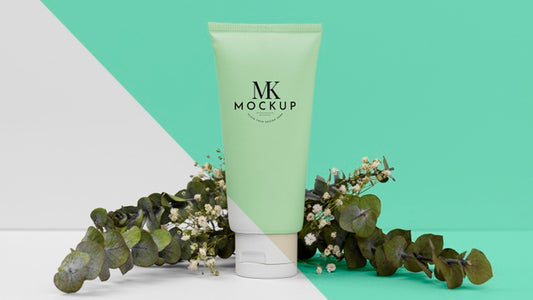 Free Beauty Product Bottle With Plant Psd