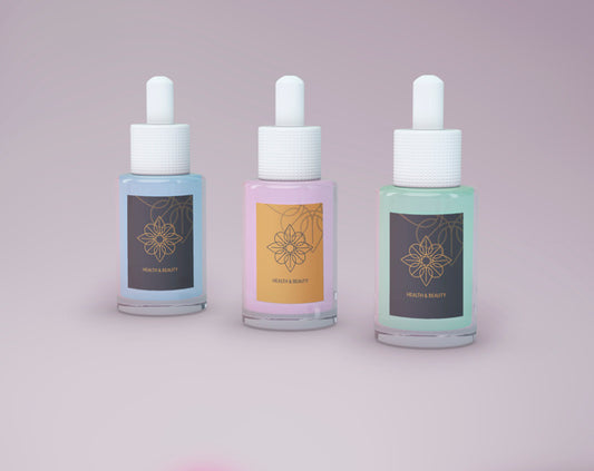Free Beauty Products Mockup Of Three Bottles Psd