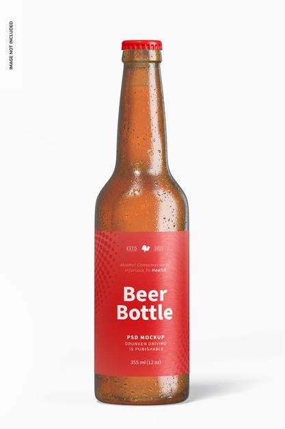 Free Beer Bottle Mockup, Front View Psd