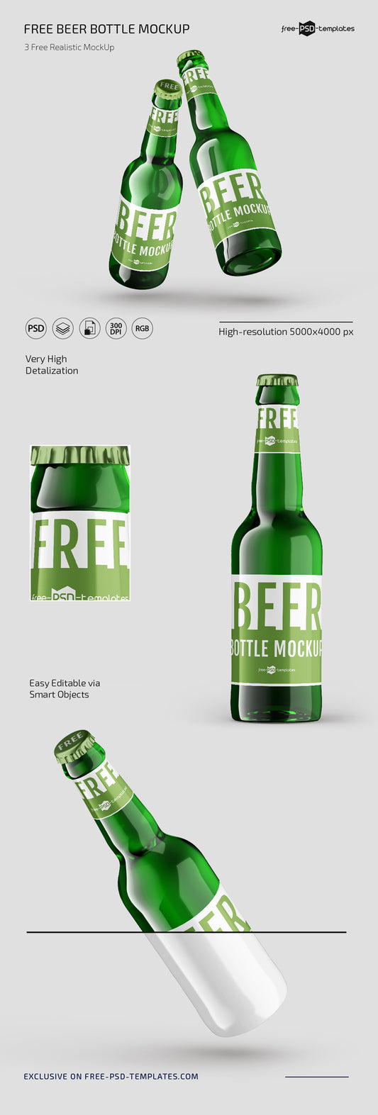 Free Beer Bottle Mockup Set