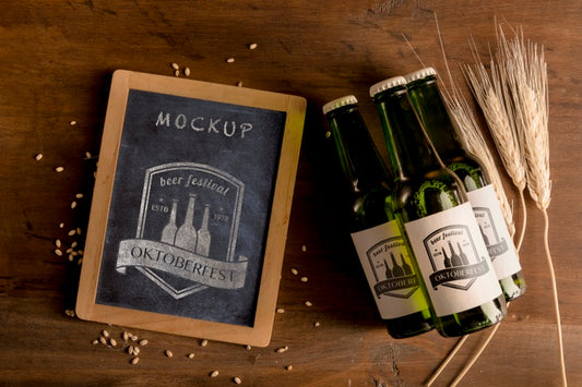 Free Beer Bottles On A Wooden Table Psd