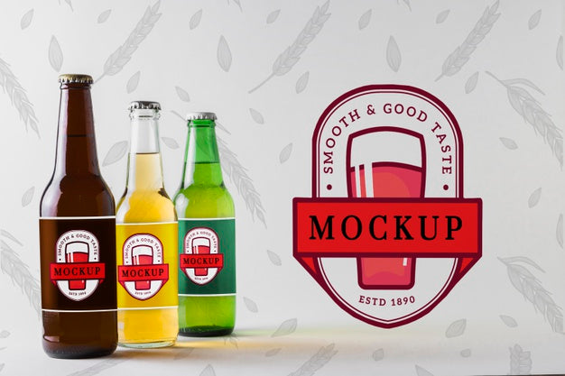 Free Beer Bottles With Mock-Up Packaging Psd