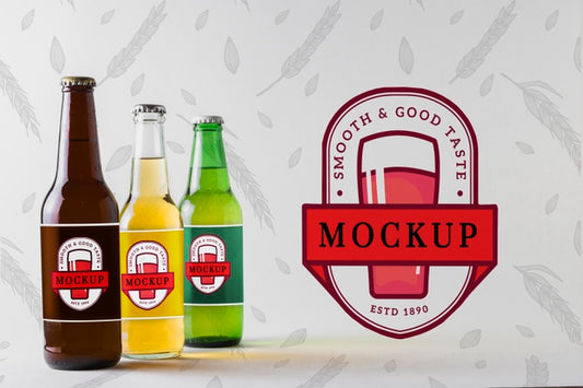 Free Beer Bottles With Mock-Up Packaging Psd