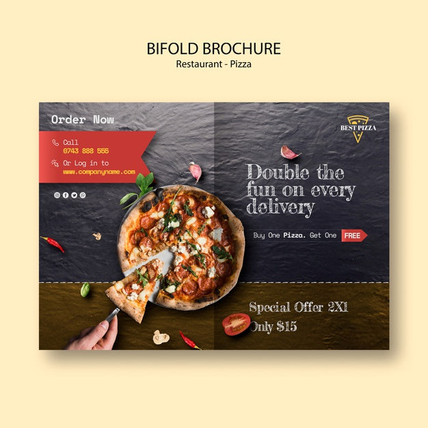 Free Bifold Brochure For Pizza Restaurant Psd