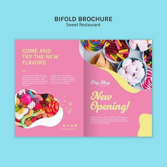 Free Bifold Brochure For Pop Candy Shop Design Psd