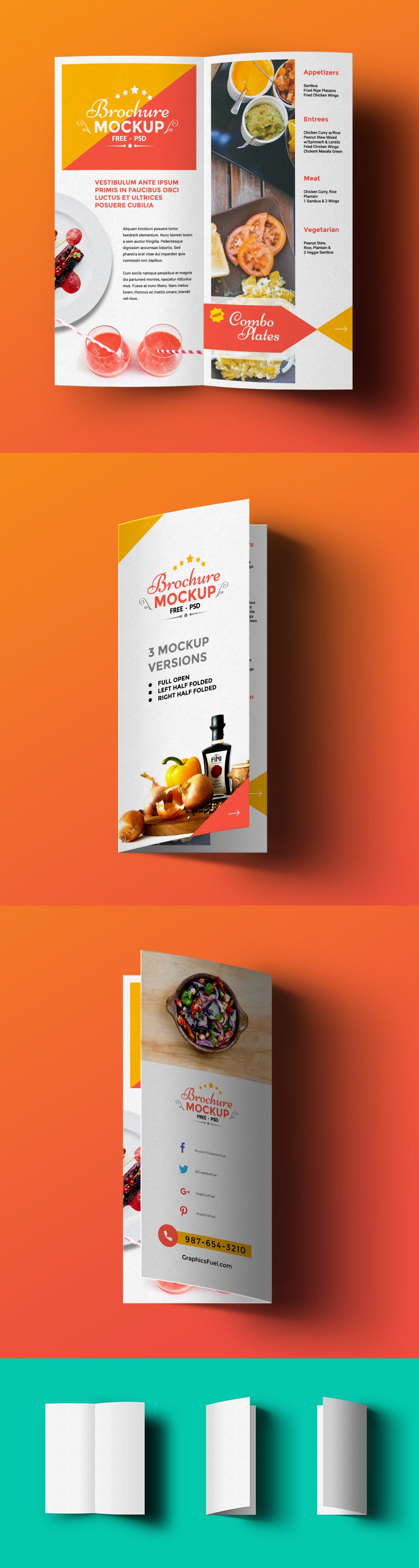 Free Bi-fold Narrow Brochure Mockup