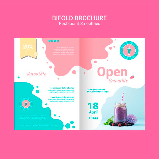 Free Bifold Smoothie Brochures Template Psd