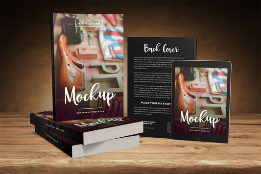 Free Big 6 X 9 Book Promo Mockup With Tablet