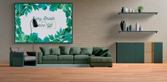 Free Big Minimalist Painting Frame In Living Room Psd