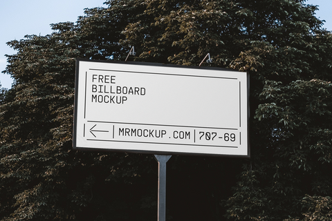 Free Billboard In Park Mockup