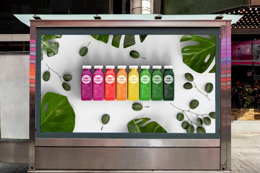 Free Billboard Mock-Up With Colorful Smoothies Psd