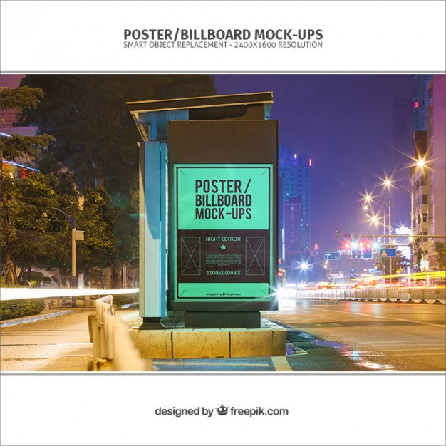 Free Billboard Mockup For Bus Stop Psd