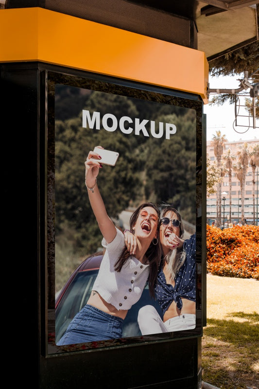 Free Billboard Mockup On Kiosk Psd