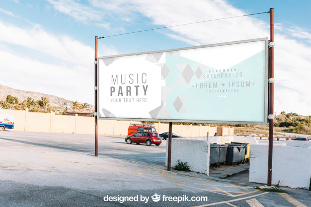 Free Billboard Mockup On Parking Lot Psd