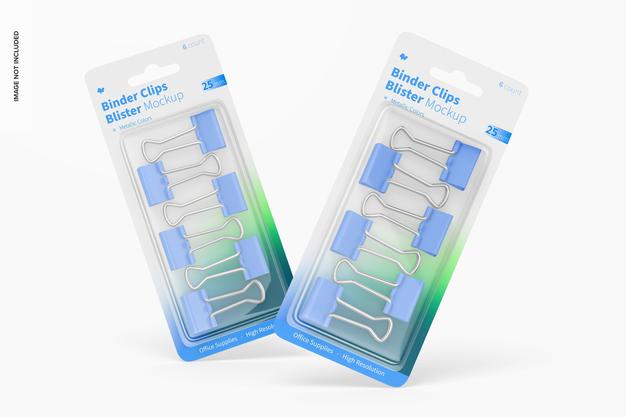 Free Binder Clips Blisters Mockup Psd