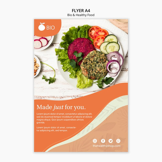 Free Bio & Healthy Food Concept Flyer Psd