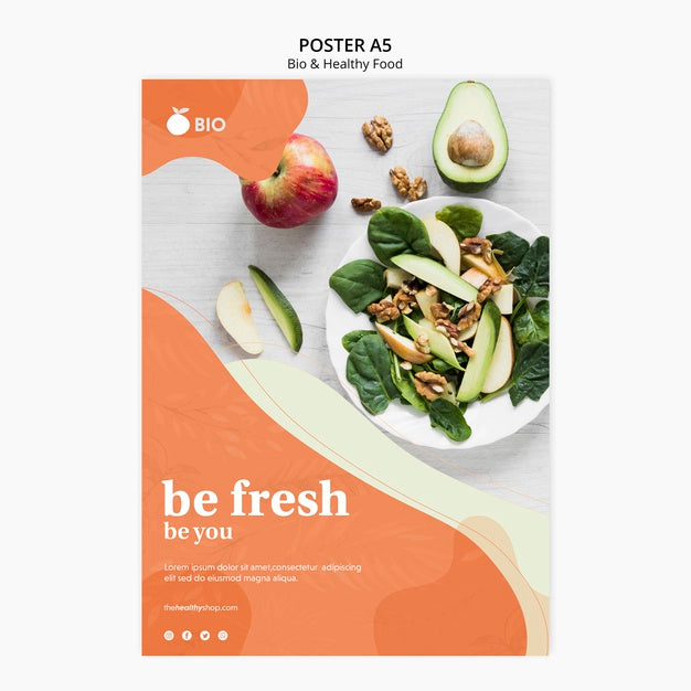 Free Bio & Healthy Food Concept Poster Psd