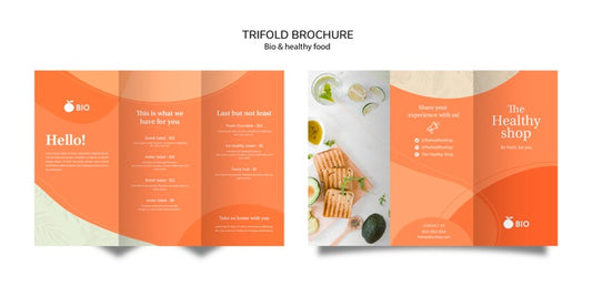 Free Bio & Healthy Food Concept Trifold Brochure Psd