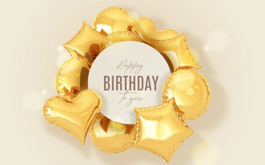 Free Birthday Background With Golden Balloons And Frame Psd
