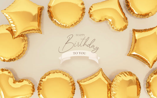 Free Birthday Background With Realistic Golden Balloons Psd