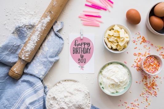 Free Birthday Card Mockup With Ingredients Psd