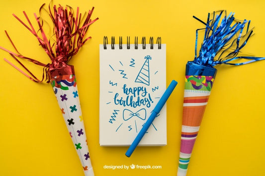 Free Birthday Concept With Notepad Psd