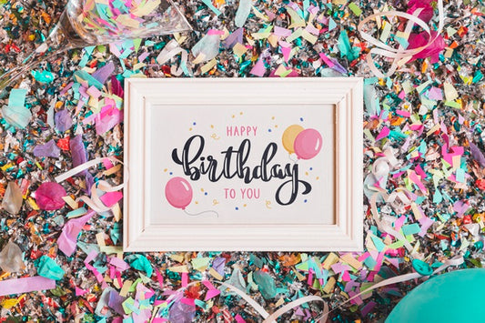 Free Birthday Frame Mock-Up With Lettering Psd