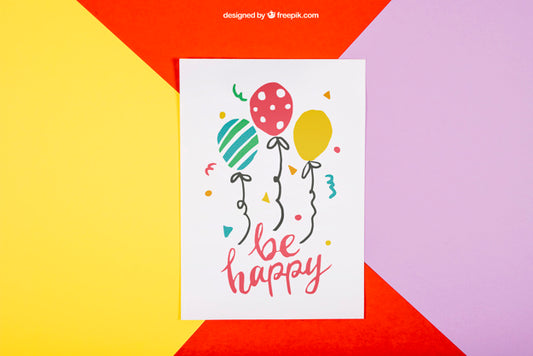 Free Birthday Mockup With Paper Psd