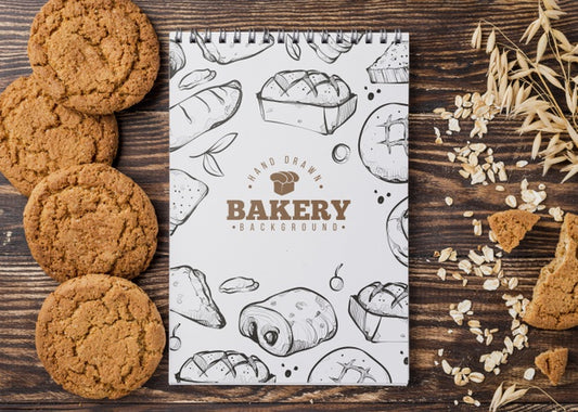 Free Biscuits Beside Notebook Psd
