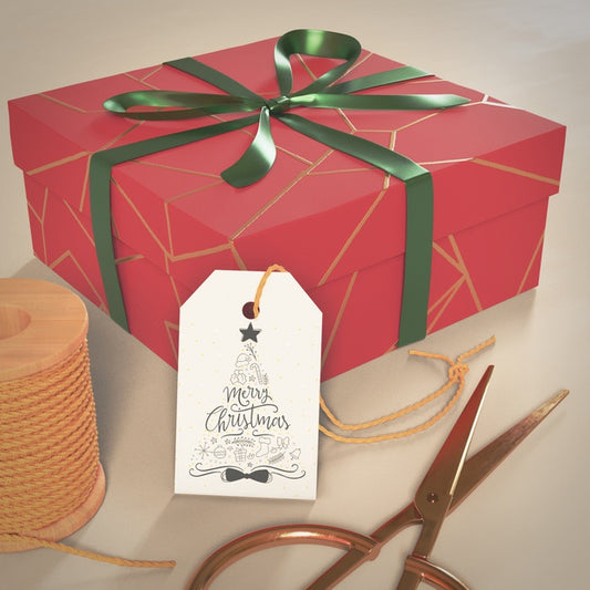 Free Bix Box Gift Wrapped For Christmas Psd