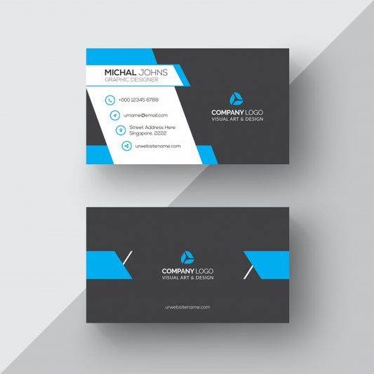 Free Black And Blue Business Card Psd