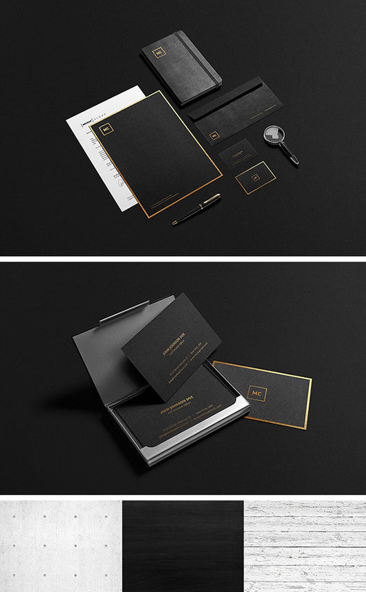 Free Black And Gold Stationery Mockup