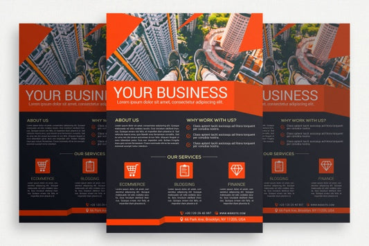 Free Black And Orange Business Brochure Psd