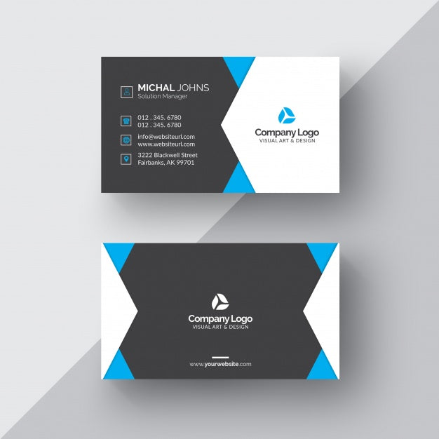 Free Black And White Business Card With Blue Details Psd