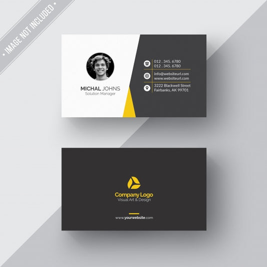 Free Black And White Business Card With Yellow Details Psd