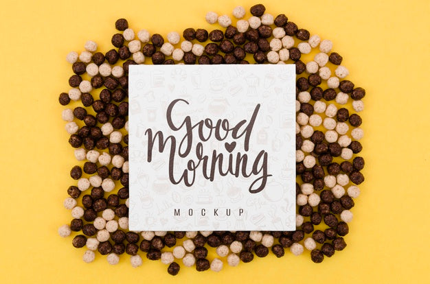 Free Black And White Cereals With Good Morning Message Psd