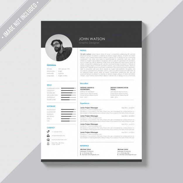 Free Black And White Cv Template Psd – Creativebooster