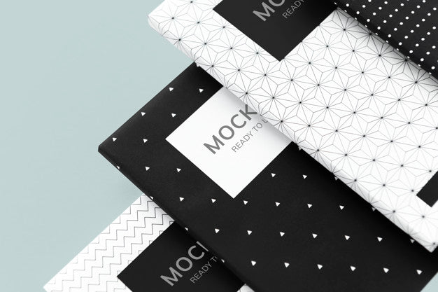Free Black And White Patterned Notebook Mockups Psd