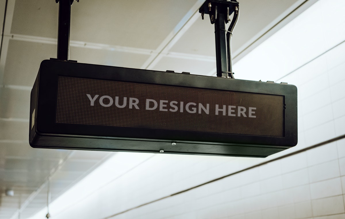 Free Black Board Mockup In An Airport