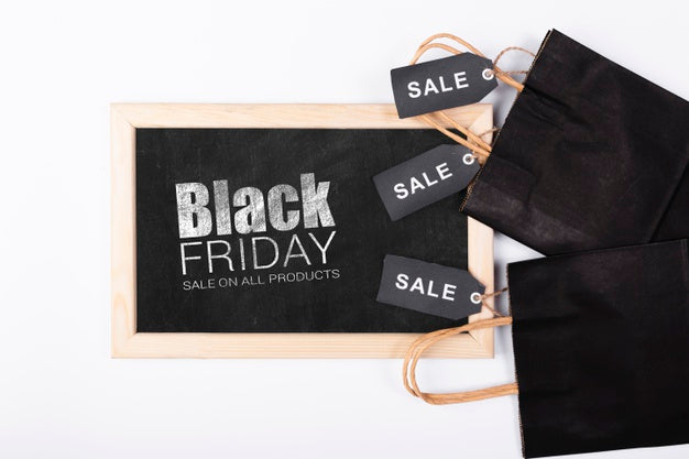 Free Black Board With Black Friday Promotion Psd