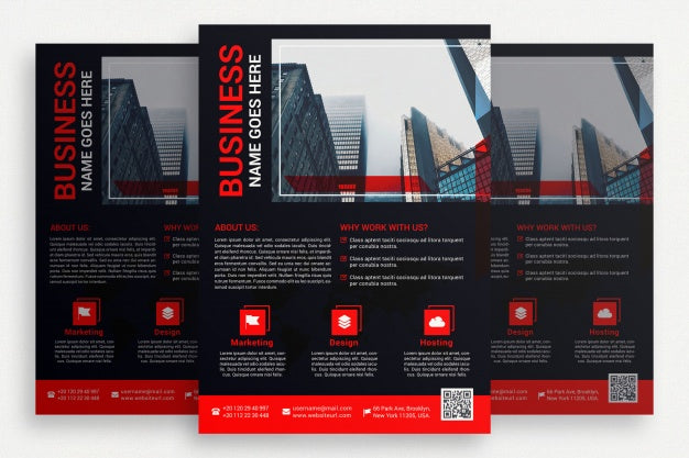 Free Black Business Brochure With Red Details Psd