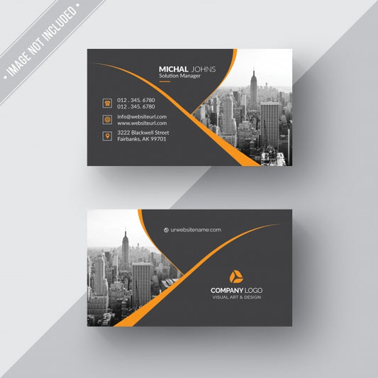 Free Black Business Card With Orange Details Psd