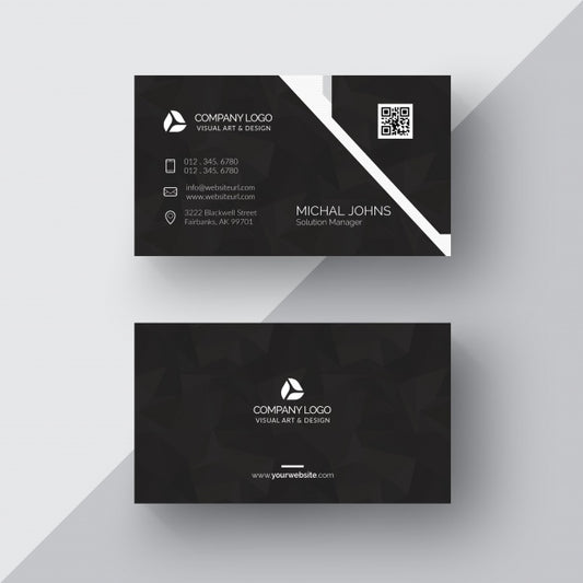 Free Black Business Card With Silver Details Psd