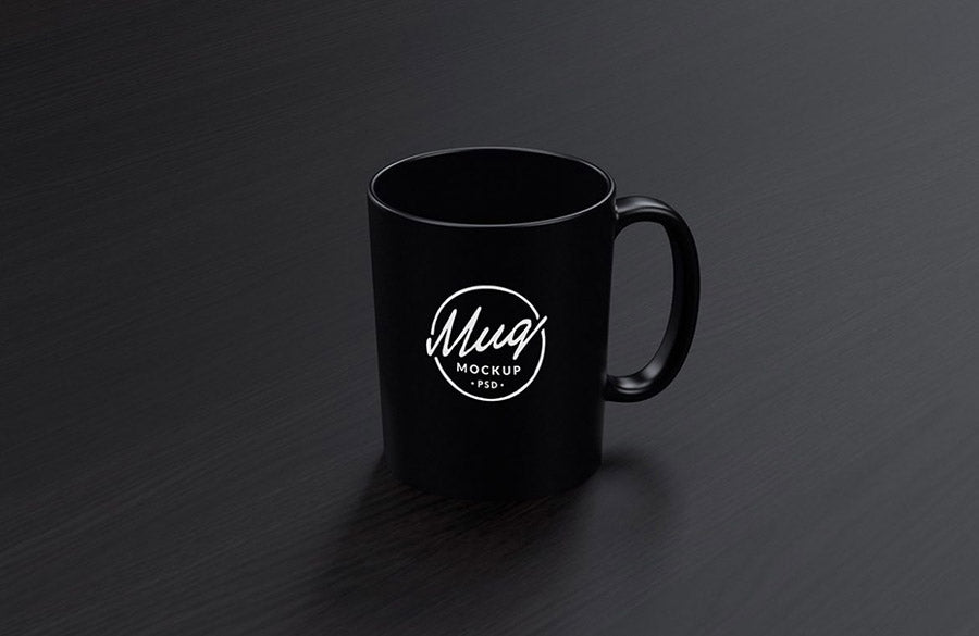 Free Black Coffee Mug Mockup