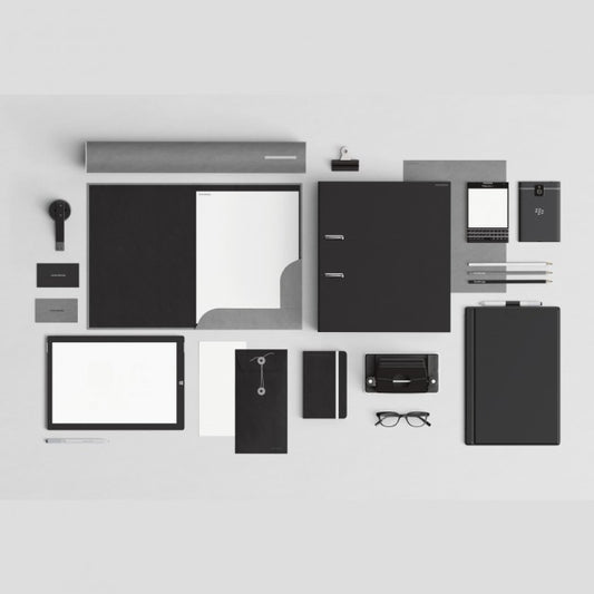 Free Black Corporative Stationery With Office Elements Psd