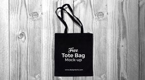 Free Black Cotton Tote Shopping Bag Mock-Up Psd