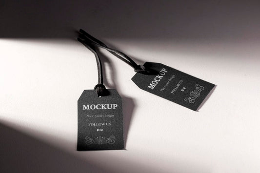Free Black Discount Mock-Up Labels For Clothing Psd