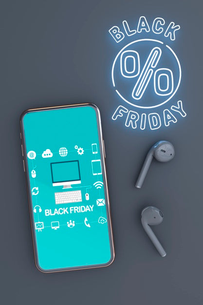 Free Black Friday Background With Phone Mock-Up Psd